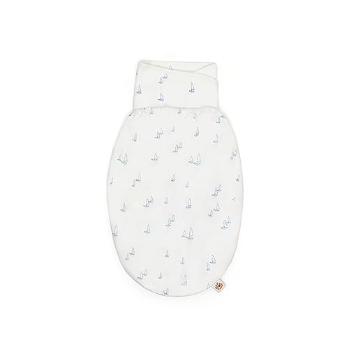 Ergobaby Pucksack Baby 0-3 Monate Baumwolle, Swaddler Puck Schlafsack Ganzjährig Pucktuch, Sailboat Dreams