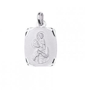 Médaille Saint Christophe Or blanc 750 pour un cadeau de baptême ou une communion solennelle