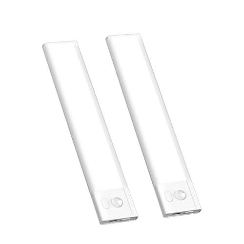 Image of 2 Pack Under Cabinet Lighting, 3 Colors & Dimmable Motion Sensor Light Indoor, 900mAh Rechargeable Under Cabinet Lighting Magnetic for Kitchen, Stairs, Closets, White(ABS+PC)