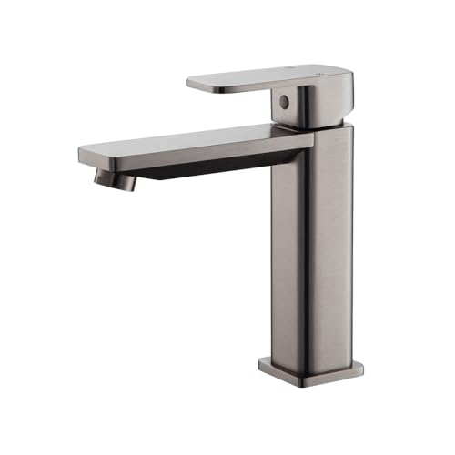 INEX EUROPA Grifo Lavamanos Negro Gris Titanio con Acabado Pulido de Baño de Metal de Alta Resistencia