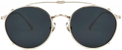 Kachawoo Ronde Gepolariseerde Zonnebril Mannen UV400 Lens Clip-On Zonnebril Vrouwen Metalen Frame Flip-Up Glazen