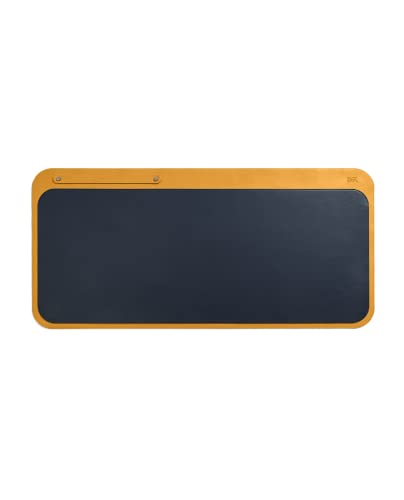 Image of DailyObjects Dart Large Premium Vegan Leather Desktop /Laptop Desk Mat for Work from Home /Office /Gaming | Cable Organiser & Hideway Storage | Extended Mousepad & Water-Resistant - Mustard - Model - R1