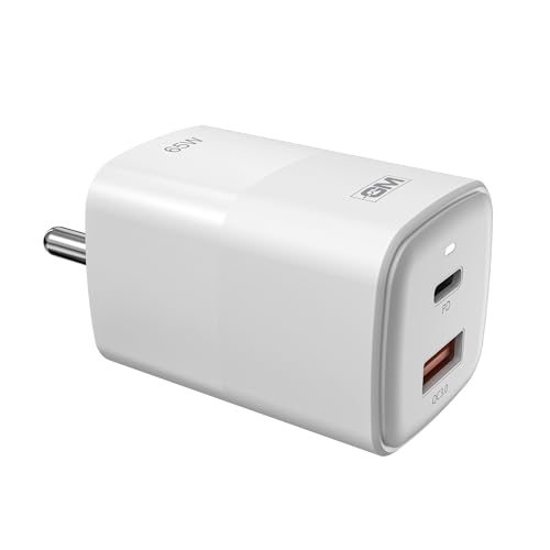 Image of GM G+ 65W Mobile Fast Charging Adapter | GaN Technology | 2 USB Port - Type C & A | Compatible with Iphone 16, 15, 14, Samsung, Type C Laptops, MacBook, Dell, HP, ASUS | BIS Certified PD Charger