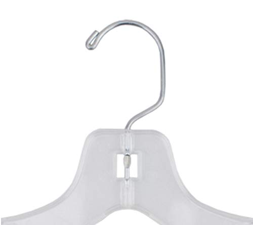 Nahanco 414 Clear Plastic Junior Dress Hangers, Swivel Metal Hook And Notches For Straps, Super Heavy Weight, 14" - (Pack Of 100) #TOP3