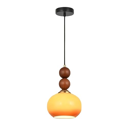LIGHTLAND Orange Pendant Light, 1 Light Pendant Lamp with Glass