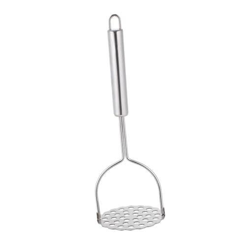 OKUMEYR Stainless Steel Potato Masher Manual Food Pressing Tool for Home and Restaurant and Comfortable Handle for Mashing Potatoes Carrots and Fruit Purees