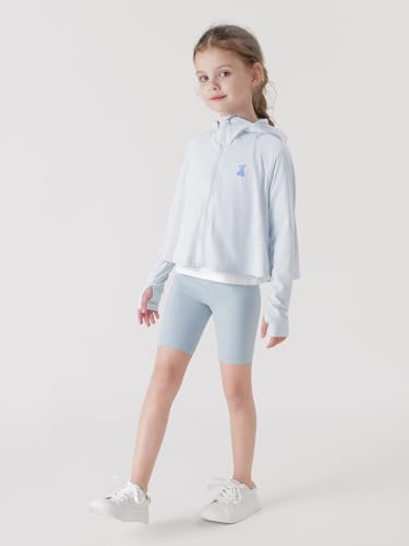 Image of MARC&JANIE Kids Active Zip up Hoodie Girls Lightweight Summer Jacket Cooling Sun Protection Thin Tops 240365