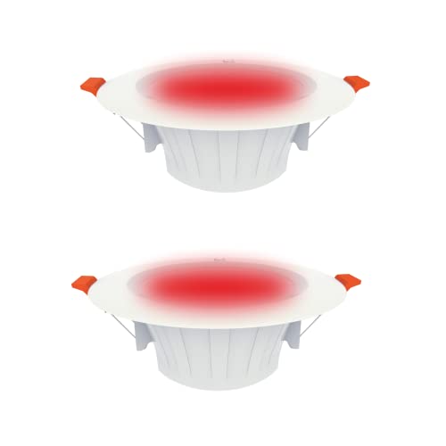 Image of FYBROS Aluminum Silvio Plus 9W Ceiling Lights for Hall, 80 mm LED Light for Home, Red LED Ceiling Lights for Home, Junction Box Lights for Living Room, Small LED Light for Room, Warm Indoor Lighting
