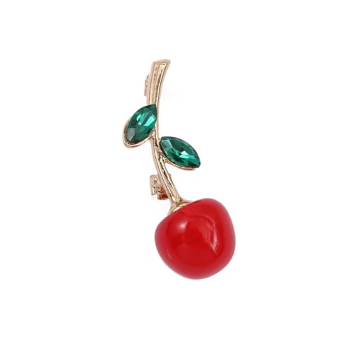 Image of Cherry Brooch Pin 3D Cute Red Cherry Lapel Brooches Pin Dainty Crystal Cherry Fruit Pins Brooch for Women Men Girls Birthday Gift Jewelry Bag Hat