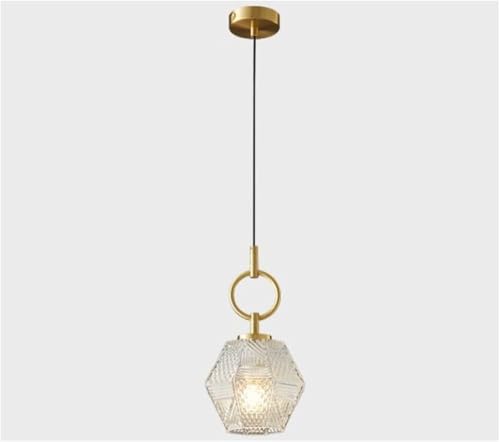 Lámpara de techo colgante E12 de cristal transparente y latón de 28cm