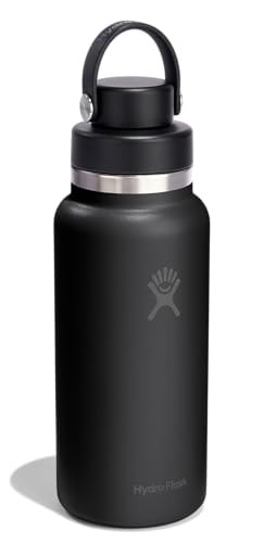 Image of Hydro Flask Water Bottle - Insulated Stainless Steel - Wide Mouth Flex Chug Lid, Non Spill, Leakproof in 32 Oz Tonal Black
