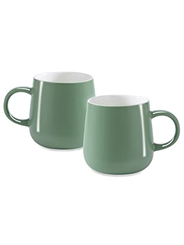T-Ware Coffee Mug, Ceramic Mug Sets, 14 Oz Coffee Mug Set, Coffee Cup For Office And Home, Set Of 2, Waxy Sage Green #TOP19