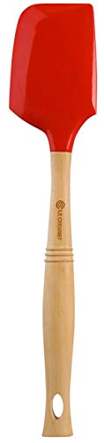 Le Creuset Espátula Grande con Cabezal de Silicona extraíble, Madera, Rojo Cereza, Largo: 33...