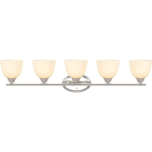 Image of Aspen Creative 62229, Five Metal Bathroom Wall Light, 40 inch Wide, Transitional Design in Chrome Vanity Fixture