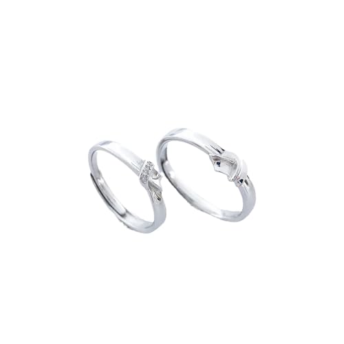 Bague mariage couple argent ajustable, le cadeau d'anniversaire idéal