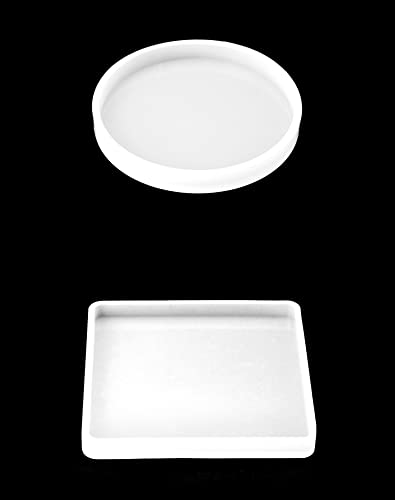 QWORK® 8 Pcs Coaster Resin Moulds, Round and Square Silicone Moulds for Resin for DIY Coasters Home Decoration - Image 2