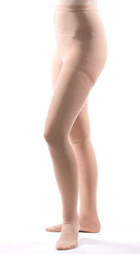 Image of Allegro Surgical 303 Firm Compression Pantyhose, 30-40 mmHg for Men & Women | Patented float-stitch fabric with a soft waistband, reinforced heel and roomy balloon toe for secure supportive wear all day.