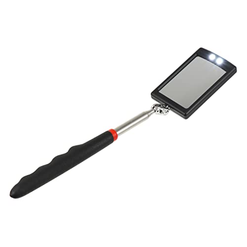 MUCKLILY Inspection Mirror Mechanic Mirror with Light Auto Square Mirror Under Car Search Under Vehicle Security Mirror Telescoping Mirror with Light Flexible Mirror Black Stainless Steel