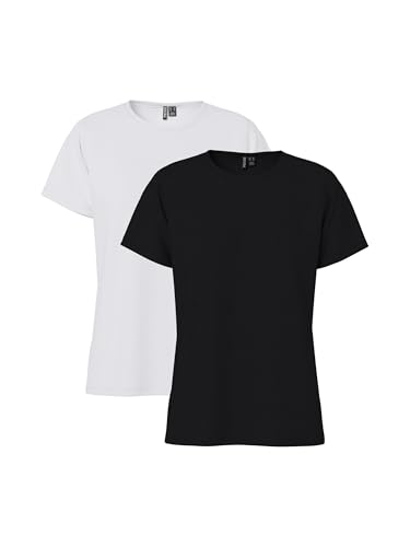 T-shirt Noos Pieces Pcamira lot de 2 vêtements noirs col rond taille XL