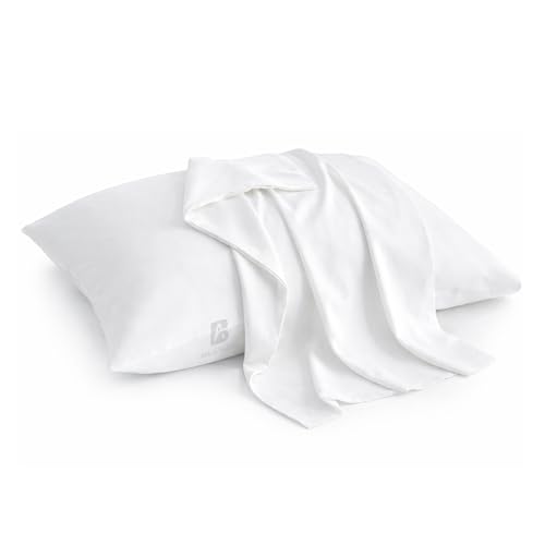 Image of Atiksh Beddings 16x22 Youth Pillowcase, Pack of 2 Toddler Travel Pillow Cases, 100% Egyptian Cotton, 600 Thread Count, Zipper Closure, Small Kids Pillowcase for Travel,White