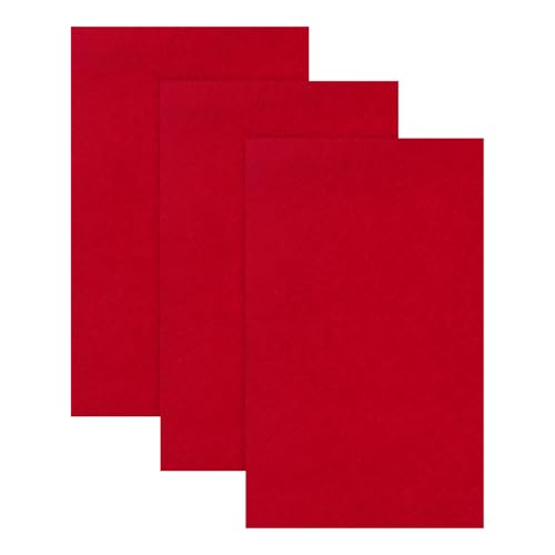 JOSNAAN 8x12 Red Felt Fabric Sheets - 3PCS Felt Squares -1 Colors Soft Felt Squares 1.5mm Thick for Sewing Patchwork Decoration Embroidering Book DIY Craft