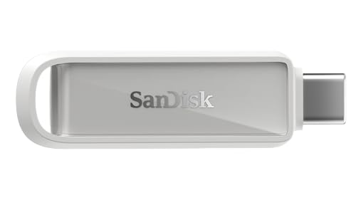 Image of SanDisk Phone Drive with USB-C, 256GB, Upto 150 MB /s, Arctic White, 2Y Warranty, Automatic Backup Using SMZ, Works with iPhone 15 & iPhone 16 Series