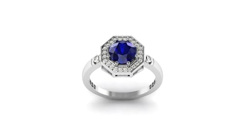 Image of LMDPRAJAPATIS 7.50 Carat Natural Blue Sapphire Gemstone Art Deco Halo Birdal Surprise Gift For Her