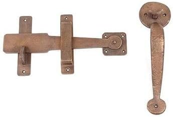 Van Dyke's Restorers Solid Metal Rustic Gate Latch Set with Tapered Handle - Black Powder Coat