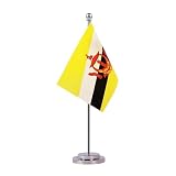 Brunei Bruneian Desk Flag Table Flag, Small Mini Brunei Bruneian Desktop Flag,Miniature International World...