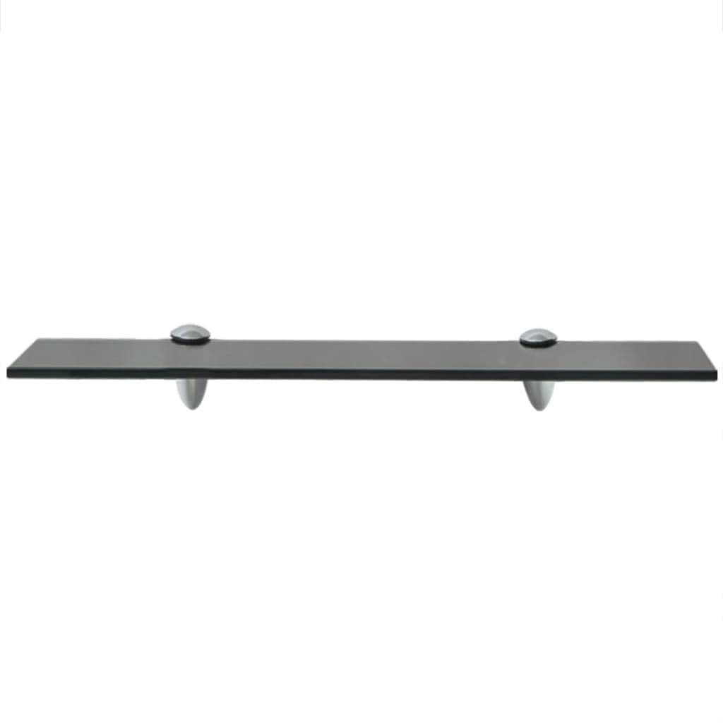 FIRBNUS 50 x 20 x 0,8 cm. Estantería de pared pequeña para baño, estante de cristal flotante para salón, baño, estante de cristal negro, cristal de seguridad endurecido