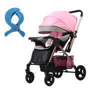 Breez Baby Rubber Wheel Stroller/Pram with Six Months Warranty (Latest Model - 2023) for New Born/Toddler/Kid for 0 to 3 Years Travel Friendly, 5 Point Safety Harness - Pink
