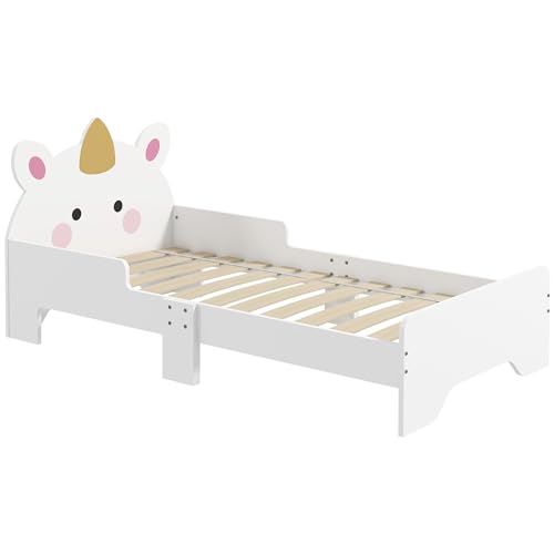 ZONEKIZ Lit Enfant, Design Licorne, 3 à 6 Ans, sommier à Lattes Inclus, 143 x 74 x 67 cm, lit pour...
