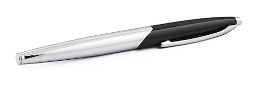 Image of amazon basics Ballpoint Pen with Case for Office and Gifting (Black and Silver Body, Blue Ink)