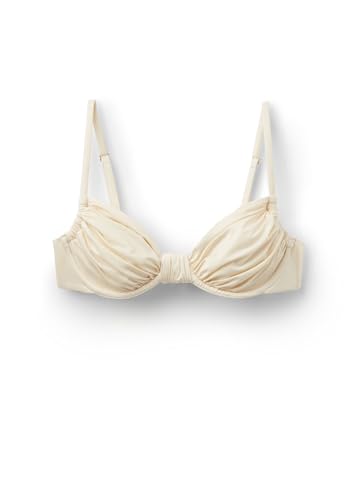 CALZEDONIA Woman's Balconette Swimsuit Top Shiny Satin in Cream, Size L