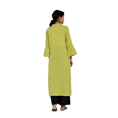 Image of Fabindia Women Cotton Cambric Chikankari Long Kurta