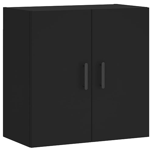 vidaXL Wandschrank, Hängeschrank mit viel Stauraum, Wandmontage Badschrank Medizinschrank, Aufbewahrungsschrank für Wohnzimmer, Schwarz Holzwerkstoff