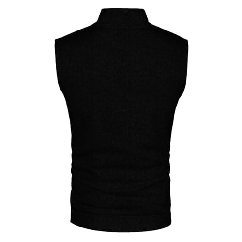 Sweater Vest Men Zipper Mock Neck Fashion Fall Cardigan Sweaters Sleeveless Casual Knitted Tops with Pocket3