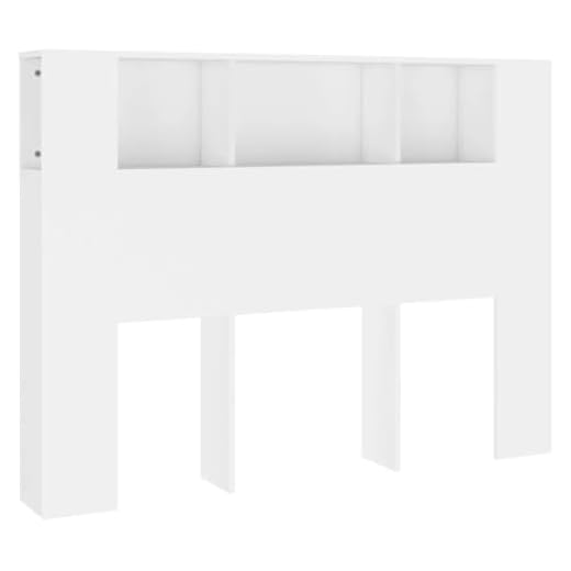 vidaXL Armoire de Tête de Lit Murale Meuble de Chambre à Coucher Tête de Lit avec Rangement Accessoire de Lit Intérieur Blanc 140x18,5x104,5 cm