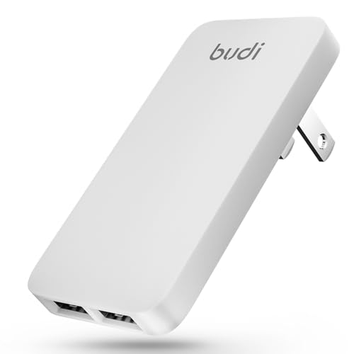 BUDI 17W Extra Slim Portable Wall Charger 2-Port USB-A Wall...