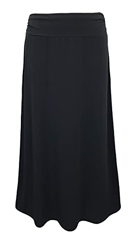 LEEBE Women's Plus Size Printed Maxi Skirt (1X-5X) (Black 1X)