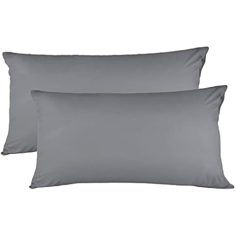 Set of 2 Cushion Covers 40 x 80 cm - 500TC 100% Cotton Super Soft Pillowcase Cushion Cover - Anthracite Grey Cushion Covers with Zip Pillow Case Cover
