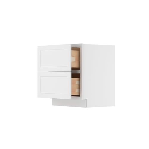 Image of Furinno Shaker Drawer Base Kitchen Cabinet with 2-Drawers, Ready to Assemble, 24 D x 30 W x 34.5 H, White