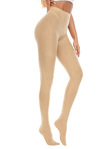 Image of Womens Tights Opaque Ballet Dance Tights Stockings for Women High Waist 80D Control Top Run Resistant Pantyhose