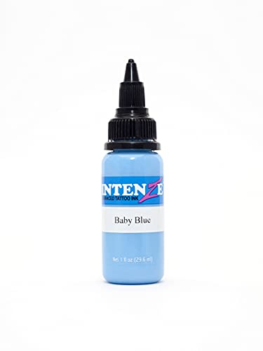 Intenze Baby Blue Tattoo Ink 1oz with Excellent Long-Lasting Opacity, Made in USA, Exceptional Skin Coverage, Sterilized and Direct from The Manufacturer.