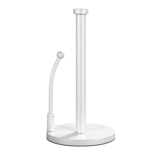 SMARTAKE Paper Towel Holder Countertop, Non-Slip Weighted Base, White
