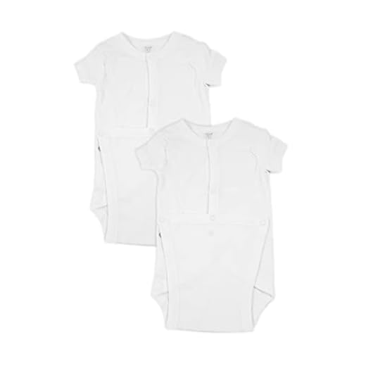 SpaSilk Unisex-Baby 100% Cotton Short Sleeve Wrap 2-Pack Bodysuit - Newborn White