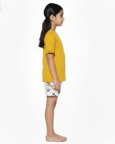 Image of Girls Premium Cotton Printed T-Shirt & Shorts Set | Summer Wear Comfortable Loungewear Clothing Set | Girls Co-Ord Set | Casual Half Sleeve Printed Top & Bottom Set