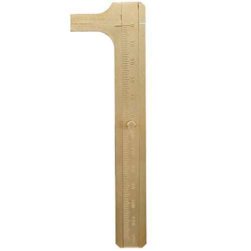 Brass Caliper Vernier, Walnut Bracelet Measuring Tool Stainless Steel Sliding Calipers Jewelry Testing Gauge Pocket Ruler Mini Ruler (Single scale (12cm long))