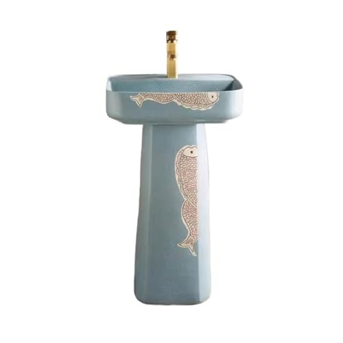 HXZJUIKL Lavabo De Pedestal Creativo, Pintado A Mano, para Baño, para El Hogar, para Patio, con Pedestal