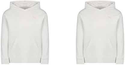 PUMA 2pk Core Pack Ctn Fleece Pullover Hoodie, White Traditional/Pink, S-XL